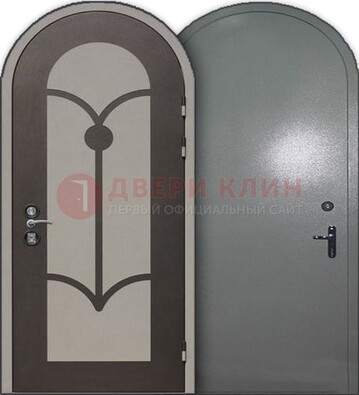 Серая входная арочная дверь ДА-2 в частный дом в Шатуре