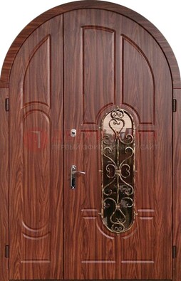Арочная двухстворчатая стальная дверь Винорит ДА-54 в Белгороде