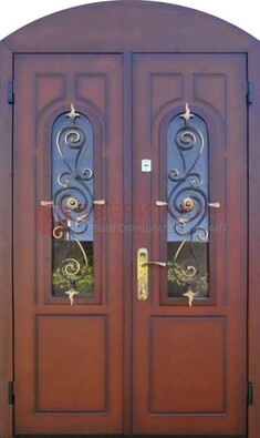 Двухстворчатая стальная дверь Винорит в форме арки ДА-55 в Домодедово