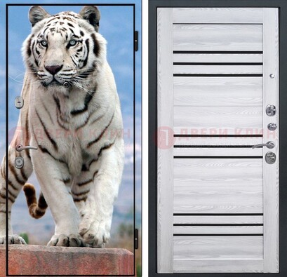 Стальная дверь с фотопечатью тигра ДФ-12 в Шатуре