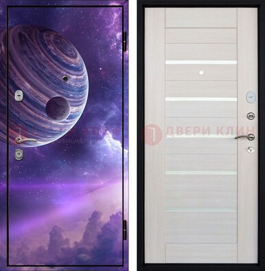 Стальная дверь с фотопечатью планеты ДФ-19 в Шатуре