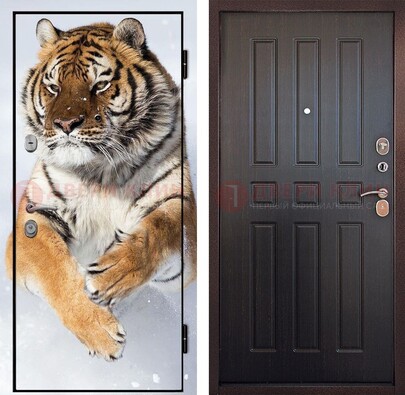 Металлическая дверь с фотопечатью тигра ДФ-1 в Шатуре