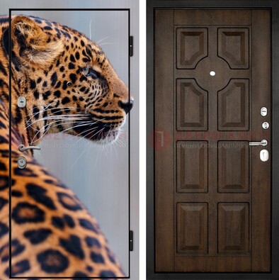 Металлическая дверь с фотопечатью леопарда ДФ-26 в Шатуре