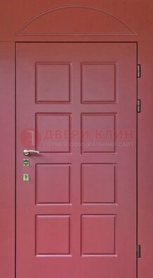 Красная стальная дверь с верхней фрамугой ДФГ-13 в Шатуре