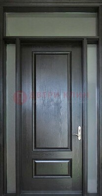 Черная металлическая дверь с фрамугами и стеклом ДФГ-24 в Хотьково