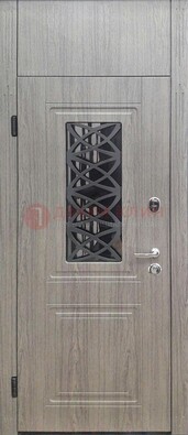 Металлическая дверь Винорит стекло и ковка с фрамугой ДФГ-33 в Железнодорожном