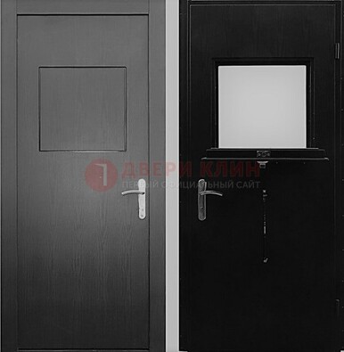 Черная стальная дверь в кассу ламинат внутри ДКС-3 в Шатуре
