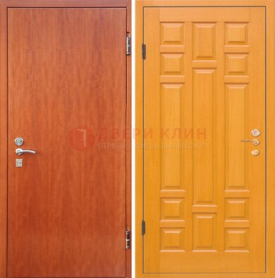 Оранжевая входная дверь с ламинатом МДФ внутри ДЛ-21 в Шатуре