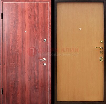 Красная железная дверь с ламинатом ДЛ-3 в Шатуре