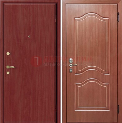 Красная металлическая дверь с ламинатом МДФ внутри ДЛ-8 в Шатуре