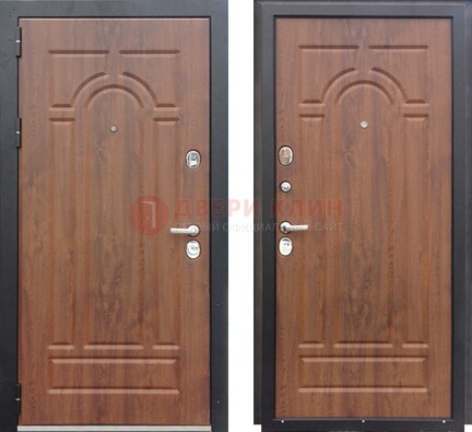 Коричневая железная дверь с МДФ ДМ-137 в Шатуре