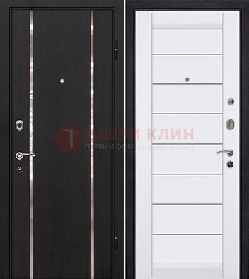 Черная входная дверь с МДФ и декоративными вставками ДМ-143 в Шатуре
