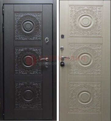 Темная стальная дверь с МДФ ДМ-161 для коттеджа в Шатуре