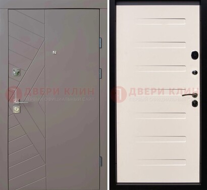Светло-серая стальная филенчатая дверь с МДФ ДМ-199 в Сергиевом Посаде