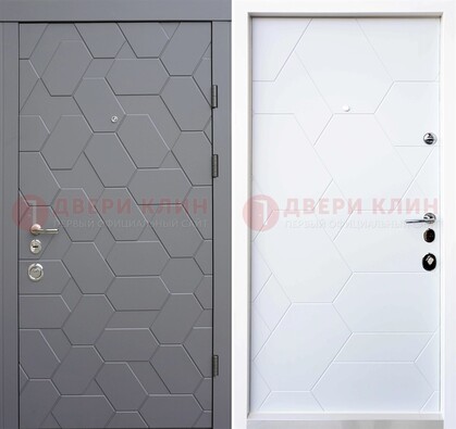 Серая стальная дверь с белой МДФ внутри ДМ-204 в Шатуре