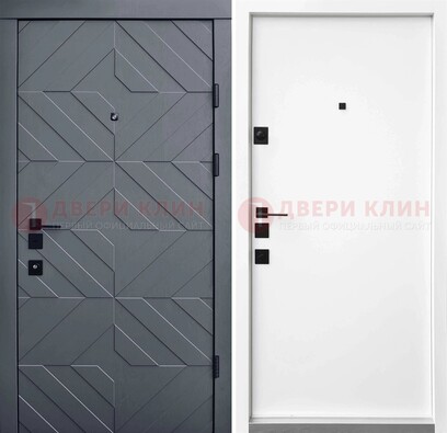 Темная уличная дверь с филенчатой МДФ внутри ДМ-205 в Шатуре