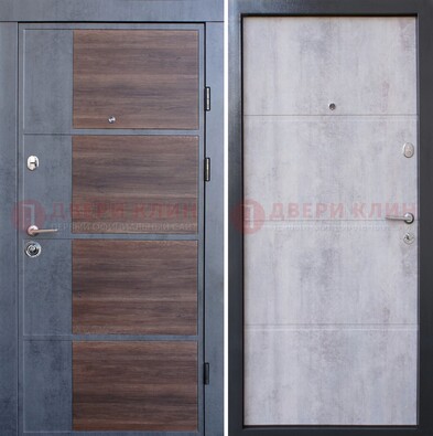 Серая железная дверь коричневой вставкой МДФ ДМ-211 в Орле