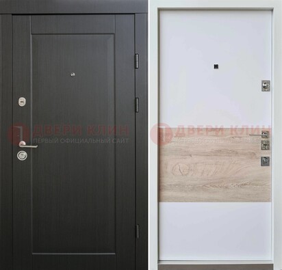 Черная металлическая дверь с белой МДФ внутри ДМ-230 в Шатуре