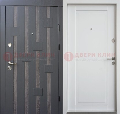Темная металлическая дверь c белом МДФ внутри ДМ-231 в Шатуре
