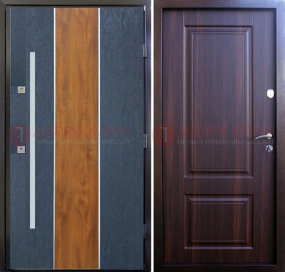 Современная входная дверь и с коричневой МДФ внутри ДМ-236 в Шатуре