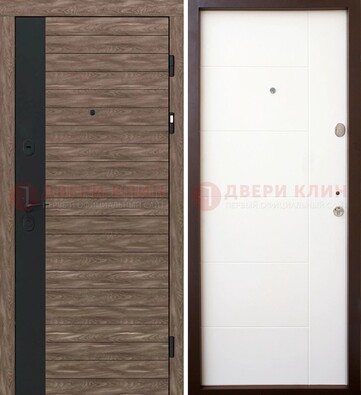 Коричневая входная дверь с черной вставкой МДФ ДМ-239 в Шатуре