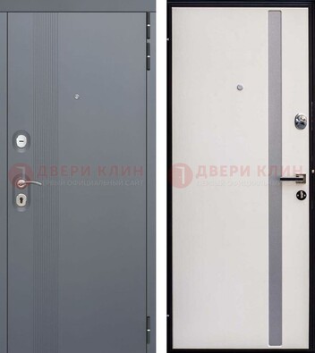 Входная серая дверь МДФ со стеклянной вставкой внутри ДМ-271 в Шатуре