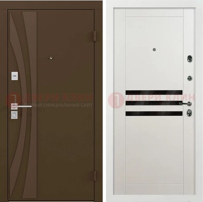 Стальная коричневая дверь с МДФ панелями ДМ-293 в Шатуре