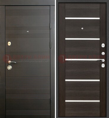 Черная металлическая входная дверь и внутри коричневый МДФ ДМ-301 в Шатуре