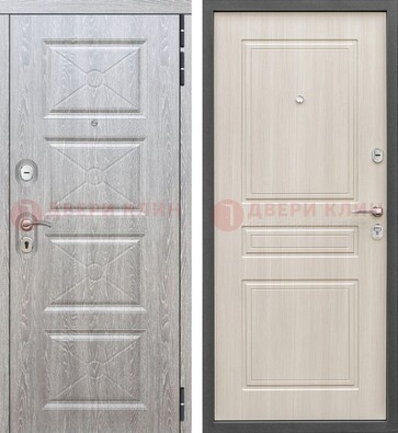 Железная серая дверь со светлой МДФ ДМ-302 в Шатуре