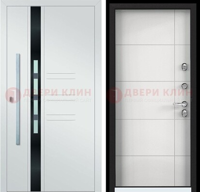 Металлическая дверь в белом цвете с МДФ ДМ-323 в Шатуре