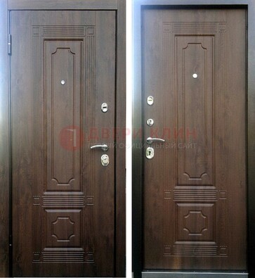Коричневая металлическая дверь с МДФ ДМ-32 на дачу в Шатуре