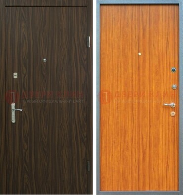 Коричневая одностворчатая стальная дверь с МДФ ДМ-341 в Шатуре