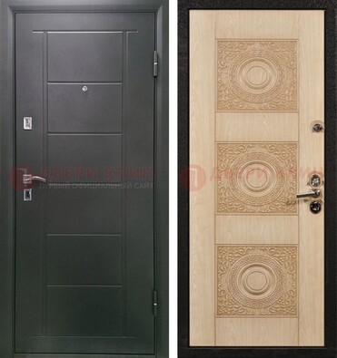 Темная железная дверь с МДФ в квартиру ДМ-344 в Шатуре