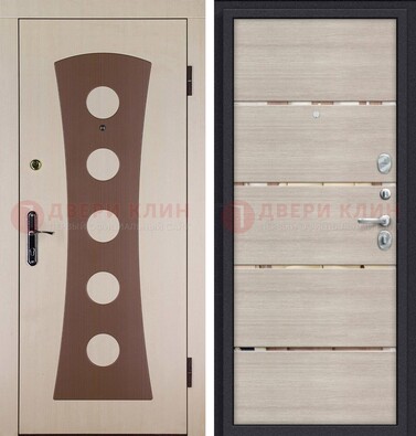 Светлая металлическая дверь с МДФ в квартиру ДМ-365 в Шатуре