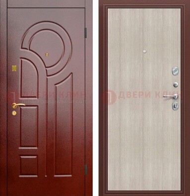 Красная металлическая дверь с МДФ панелями ДМ-368 в Шатуре