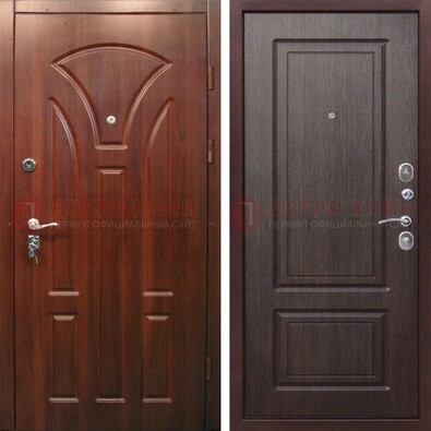 Темная железная дверь с коричневыми МДФ ДМ-376 в Шатуре