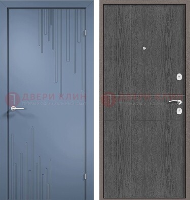 Синяя металлическая дверь МДФ в квартиру ДМ-434 в Шатуре