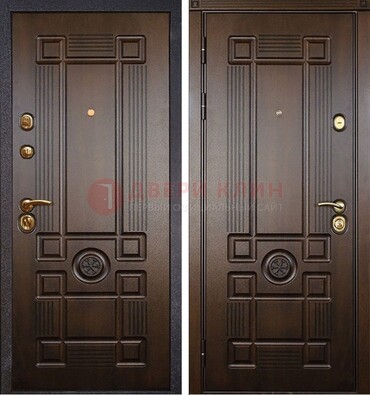Квартирная коричневая железная дверь с МДФ ДМ-45 в Шатуре