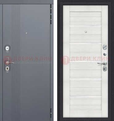 Железная дверь с серой и белой МДФ ДМ-462 в Сергиевом Посаде