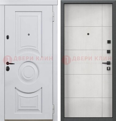Белая железная дверь с МДФ в квартиру ДМ-463 в Шатуре