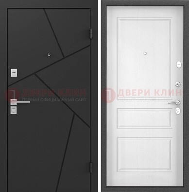 Черная металлическая дверь с белой МДФ внутри ДМ-465 в Мурино