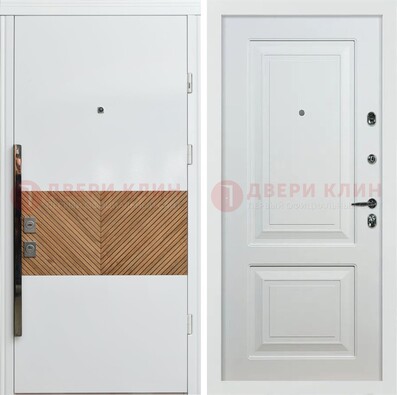 Белая железная дверь с МДФ в квартиру ДМ-476 в Шатуре