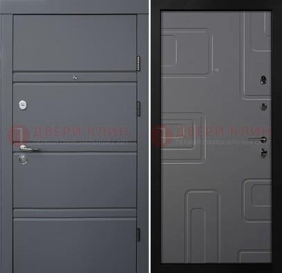 Серая металлическая дверь с МДФ в квартиру ДМ-485 в Шатуре