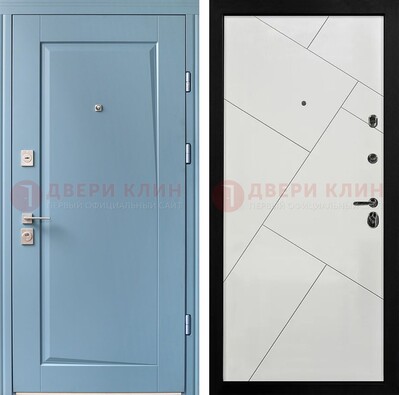 Синяя железная дверь с МДФ панелями ДМ-491 в Шатуре