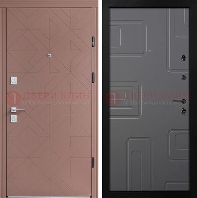 Красная стальная дверь в квартиру с МДФ хайтек ДМ-493 в Шатуре
