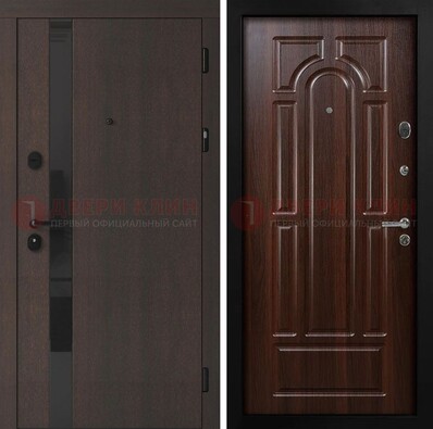 Темная входная дверь с МДФ панелями в квартиру ДМ-499 в Мурино