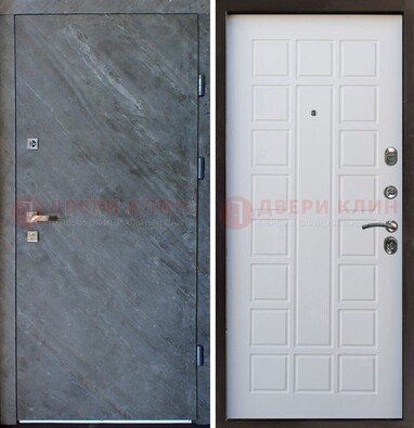 Железная дверь с МДФ серая и белая ДМ-505 в Раменском