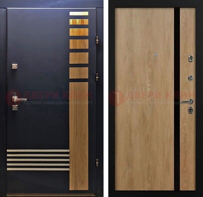 Черная металлическая дверь с МДФ хайтек ДМ-513 в Шатуре