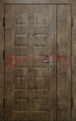 Коричневая тамбурная двухстворчатая дверь с МДФ ДМ-539 в Шатуре