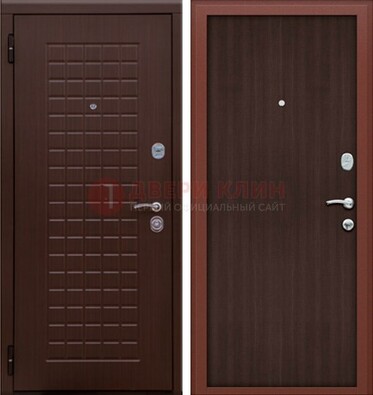 Коричневая металлическая дверь с МДФ ДМ-78 в квартиру в Шатуре